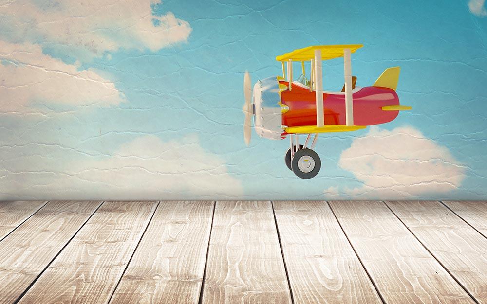 Cartoon Plane With Wood Floor For Baby Backdrop K-0035 Shopbackdrop
