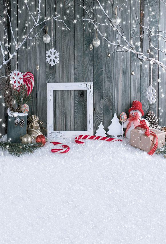 Wooded Wall With Snow Christmas Photo Backdrop lv-937 – Shopbackdrop