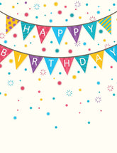 Birthday Flags Hanging Before Colorful Dots Backdrop For Photography Shopbackdrop