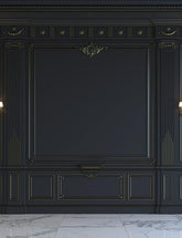 Black Wall Panels In Classical Style With Gilding And Sconces Photography Backdrop J-0699 Shopbackdrop