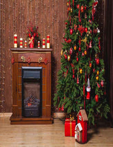 Brown Fireplace Christmas Tree Indoor For Christmas Photography Backdrop Shopbackdrop