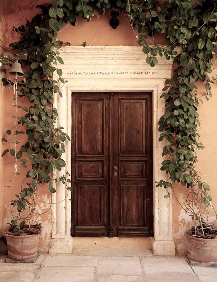 Brown Wood Door With Jasmine Wall Photography Backdrop J-0045 Shopbackdrop