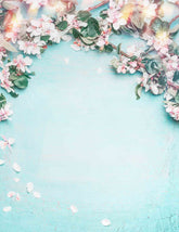 Cherry Blossoms On Light Cyan Wall Photography Backdrop Shopbackdrop