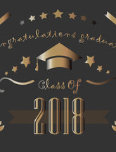 Dark Gold Bachelor Cap Printed On Black For Congratulations Graduation Backdrop Shopbackdrop