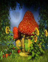 Forest Night With Magic Mushroom House Photography Backdrop J-0465 Shopbackdrop