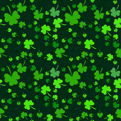 Green Clover Printed On Black Background For St Patrick's Day Backdrop Shopbackdrop