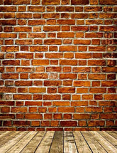 Grungy Textured Red Brick Wall With Warm Brown Wooden Floor Photography Backdrop J-0272 Shopbackdrop