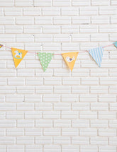 Milk White Brick Wall With Party Flag Photography Backdrop Shopbackdrop
