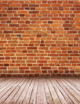 Mottled Red Brick City Wall With Wood Floor Photography Backdrop Shopbackdrop