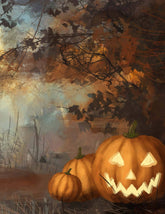 Oil Painting Pumpkin In Wilderness Photography Backdrop For Halloween Shopbackdrop