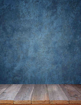Old Master Marine Blue Background Wall With Wood Floor Backdrop Shopbackdrop