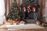 Old Stone Fireplace With Christmas Tree Indoors For Photography Backdrop J-0118 Shopbackdrop