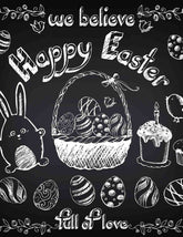 Paint Easter Background With White Chalk On Blackboard Backdrop Shopbackdrop
