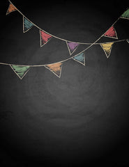 Painted Colorful Party Flags On Chalkboard Photo Backdrop Shopbackdrop