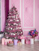 Pink Christmas Tree On Pink Wall Corner For Holiday Backdrop Shopbackdrop