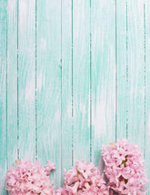 Pink Flowers On Powder Blue Wood Floor Photography Backdrop For Baby Shopbackdrop