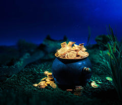 Pot Full Of Gold Coins In Forest At Night Photography Backdrop  J-0720 Shopbackdrop