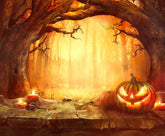 Pumpkin On Wood Floor With Trees For Holiday Photography Backdrop Shopbackdrop