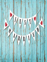 Retro Green Wood Floor Wall With Married Flags Photography Backdrop Shopbackdrop