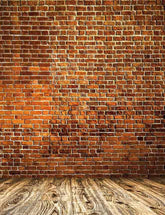Retro Red Brick Texture Wall With Wooden Floor Backdrop Shopbackdrop