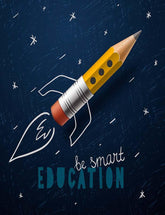 Rocket Ship Launch With Pencil - sketch On Blackboard Photography Backdrop J-0165 Shopbackdrop