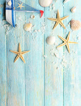 Sailboat And Shell On Baby Blue Wood Floor Backdrop Shopbackdrop