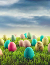 Colorful Easter Eggs On Green Grass Photography Backdrop Shopbackdrop
