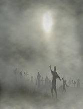 Smoggy Weather Cemetery With Zombies For Halloween Photography Backdrop J-0063 Shopbackdrop