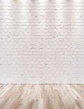 White Brick Wall Texture Wood Floor With Light Photography Backdrop J-0345 Shopbackdrop