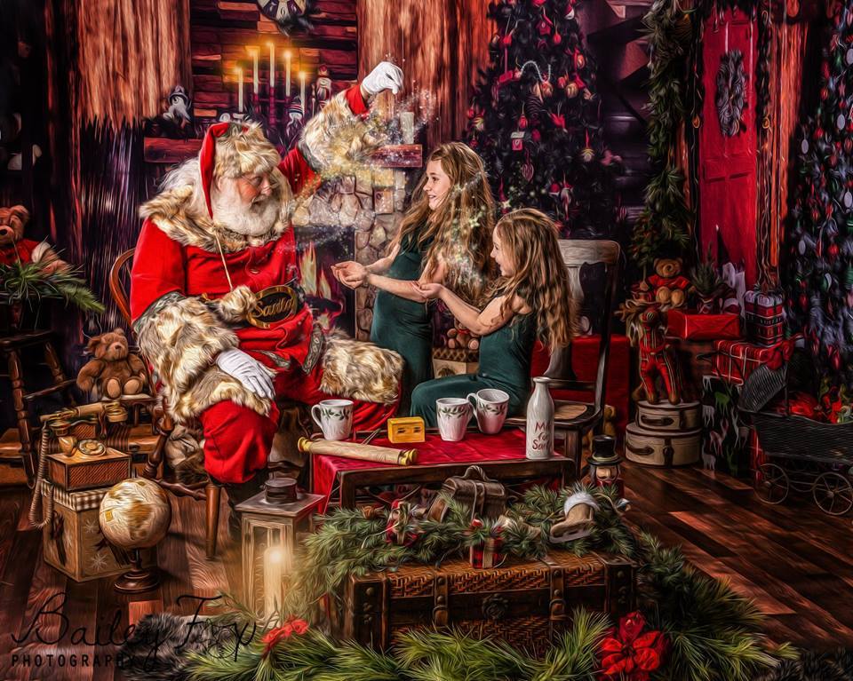 Interior Christmas With Fireplace Decorated Photography Backdrop N-0039 Shopbackdrop