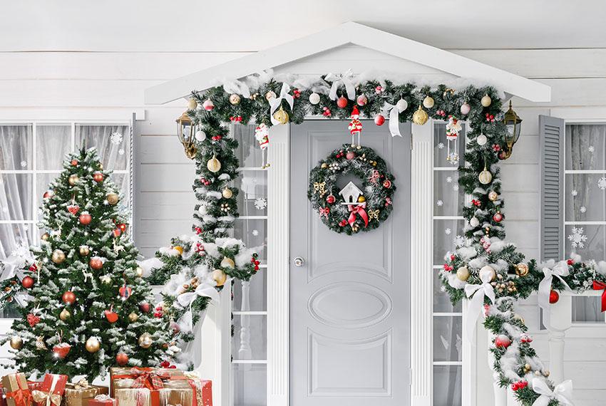Christmas Porch Backgroud For Holiday  G-1232 Shopbackdrop