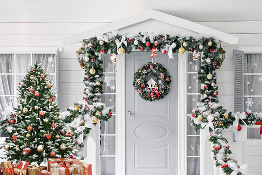 Christmas Porch Backgroud For Holiday  G-1232 Shopbackdrop