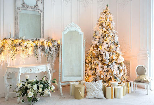 Christmas Tree And Fireplace Room Photo Backdrop Shopbackdrop