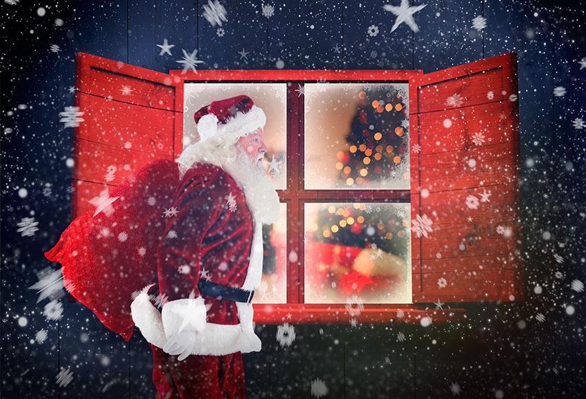 Father Christmas  Out Window Photo Backdrop Shopbackdrop