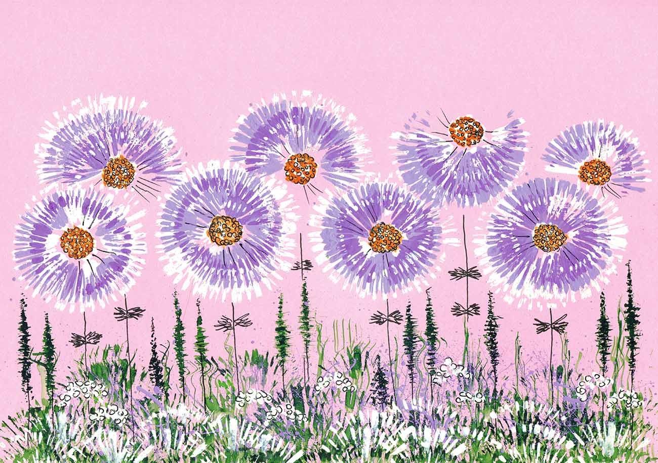 Painted Flower With Pink Background For Photo Shopbackdrop