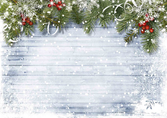Pine Branches On White Wood For Christmas Backdrop Shopbackdrop