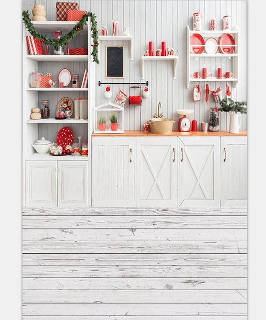 Christmas Kitchen Interior Photography Backdrop Shopbackdrop