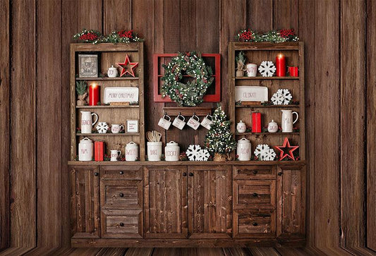 Wood Cupboard Photo Studio Child Cook Christmas Backdrop Shopbackdrop