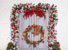 Wooden Door Backdrop For Chirstmas Holiday G-1199 Shopbackdrop