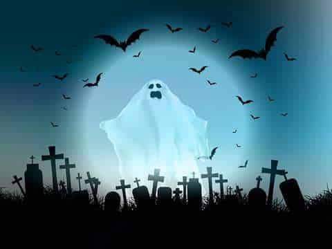 Abandoned Cemetery Ghost With Full Moon For Halloween Photography Backdrop J-0240 Shopbackdrop
