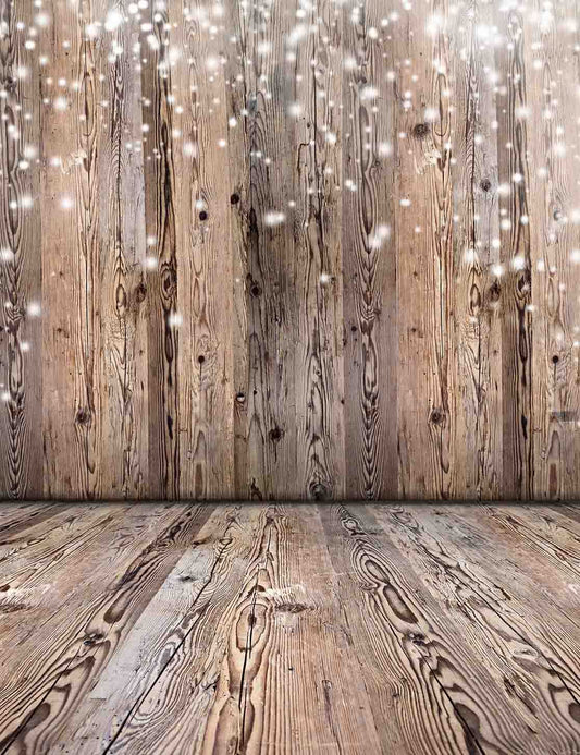 Abstract Nature Wood Wall And Floor With Snow Sparkle Backdrop For Baby Photo Shopbackdrop