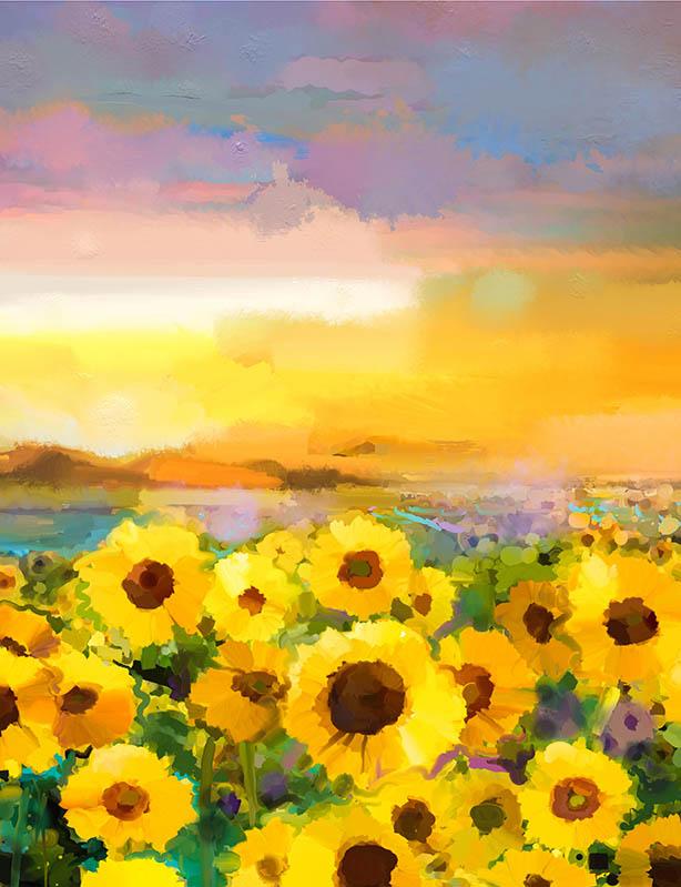 Abstract Oil Painted Sun Flowers Photography Backdrop J-0549 Shopbackdrop