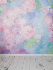 Abstract Pink Rose Printed On Wall With Gray White Floor Backdrop For Baby Photography Shopbackdrop