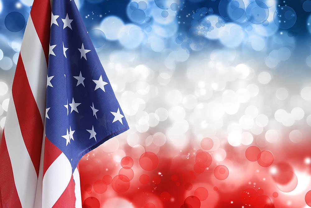American Flag With Bokeh Background For Celebrate Independence Day Photography Fabric Backdrop Shopbackdrop
