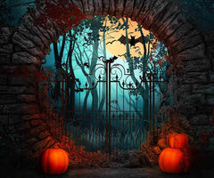 Arch Stone Door And Pumpkin For Halloween Photography Backdrop Shopbackdrop