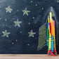 Back to school Concept With Rocket And Starts Chalkboard Photography Backdrop J-0184 Shopbackdrop