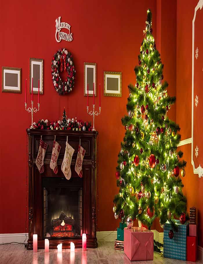 Beautiful Christmas Living Room With Decorated Christmas Tree Backdrop J-0143 Shopbackdrop
