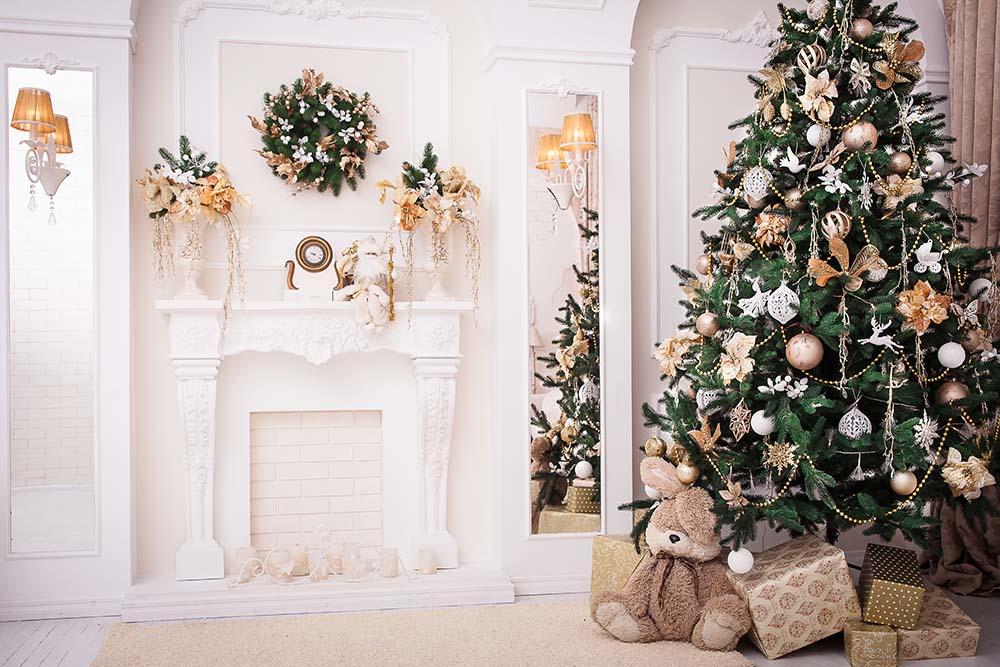 Beautiful Decorated Christmas Tree For Holiday Photography Backdrop N-0016 Shopbackdrop
