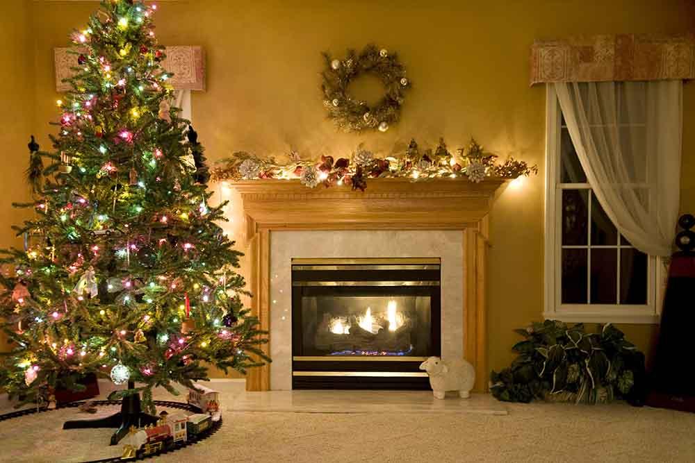 Beautiful Living Room Decorated For Christmas Photography Backdrop J-0259 Shopbackdrop