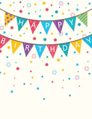 Birthday Flags Hanging Before Colorful Dots Backdrop For Photography Shopbackdrop